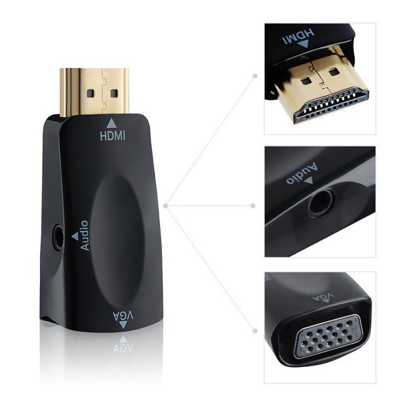 Đầu cắm chuyển đổi HDMI sang VGA có hỗ trợ tín hiệu âm thanh đầu ra