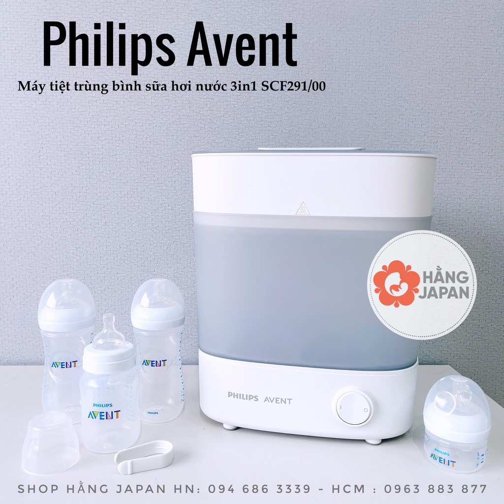 Máy tiệt trùng sấy khô bình sữa hơi nước Philips Avent 3 in 1 SCF291/100 Hàng chính hãng