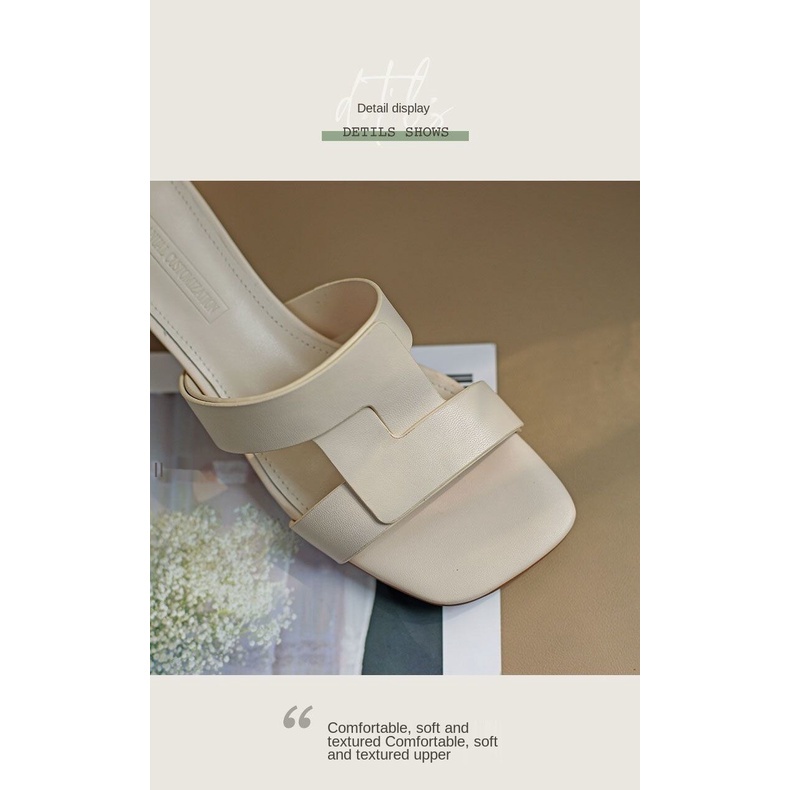 Giày dép mát cho phụ nữ với gót da pha lê 4cm chất lượng tốt