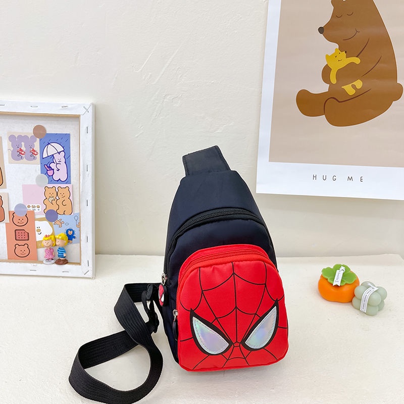 ♛Túi Đeo Chéo Ngực Vải Canvas Họa Tiết Spiderman Phong Cách Hàn Quốc Cho Bé Trai