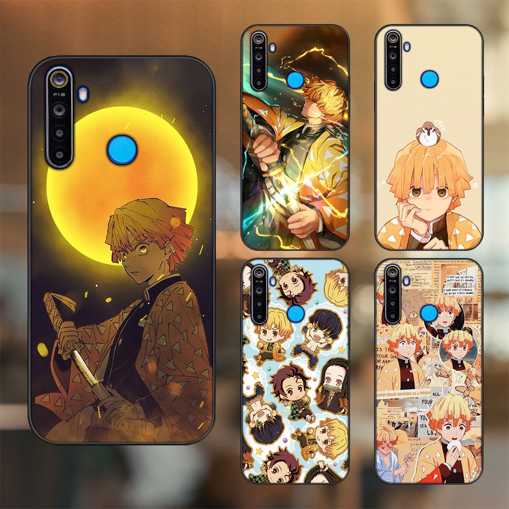 Ốp lưng Realme 5, 5 Pro viền đen in hình Zenitsu Kimetsu no Yaiba