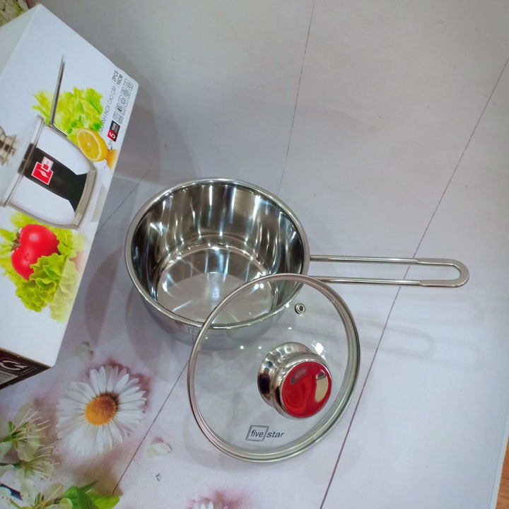 Quánh 3 đáy inox 430 Fivestar Standard nắp kính bếp từ FSQ16001 (16cm) TỐT CHO SƯC KHỎE