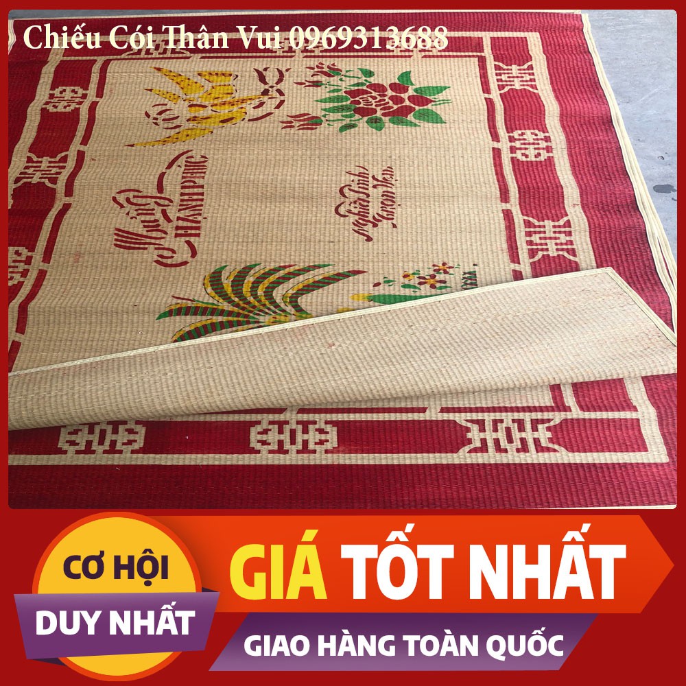 Chiếu Cói ❤️FREESHIP❤️Chiếu Thái Bình In Dừa  0,8/1m2/1m5/1m6/1m8/2m2