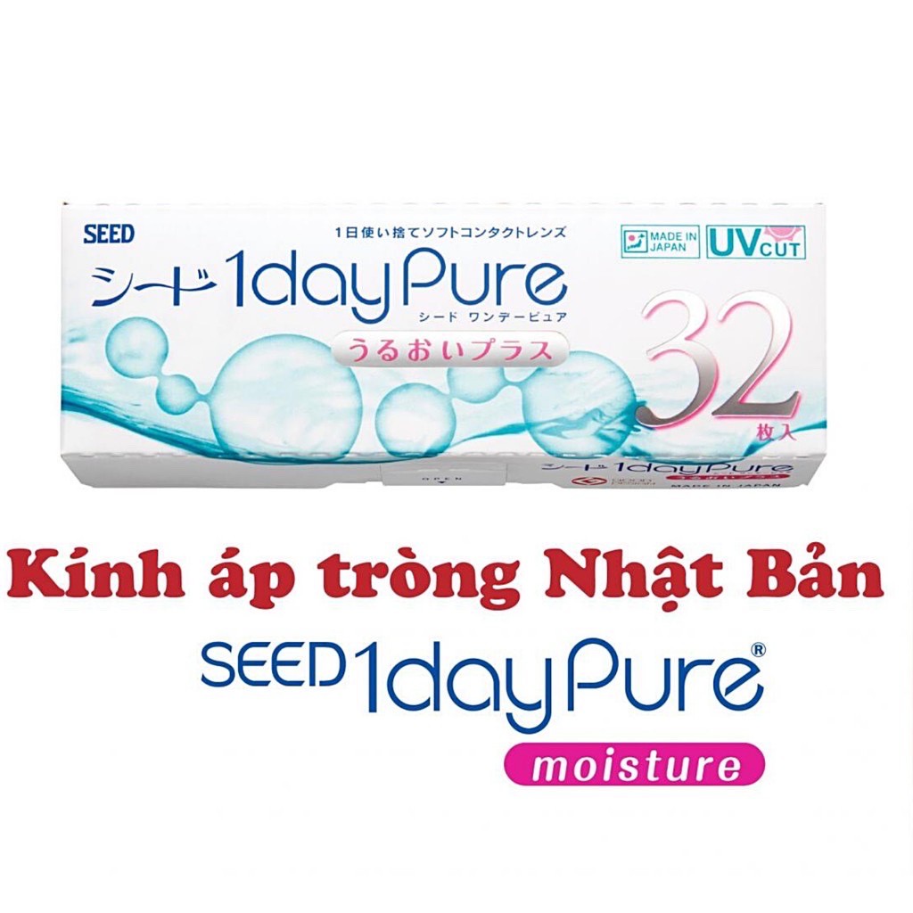 Hộp 32 lens kính áp tròng SEED 1 ngày 1 day Pure moisture không màu độ cận từ -0.5 đến -12