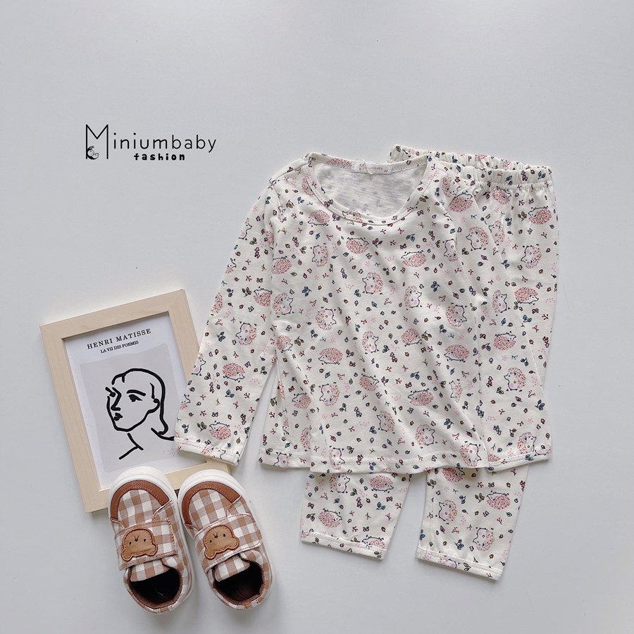 Bộ dài tay da báo, tim nhỏ phối cổ sen kẹp bèo, chất liệu cotton nỉ, giữ nhiệt siêu tốt, miniumbabyfashion SB1296