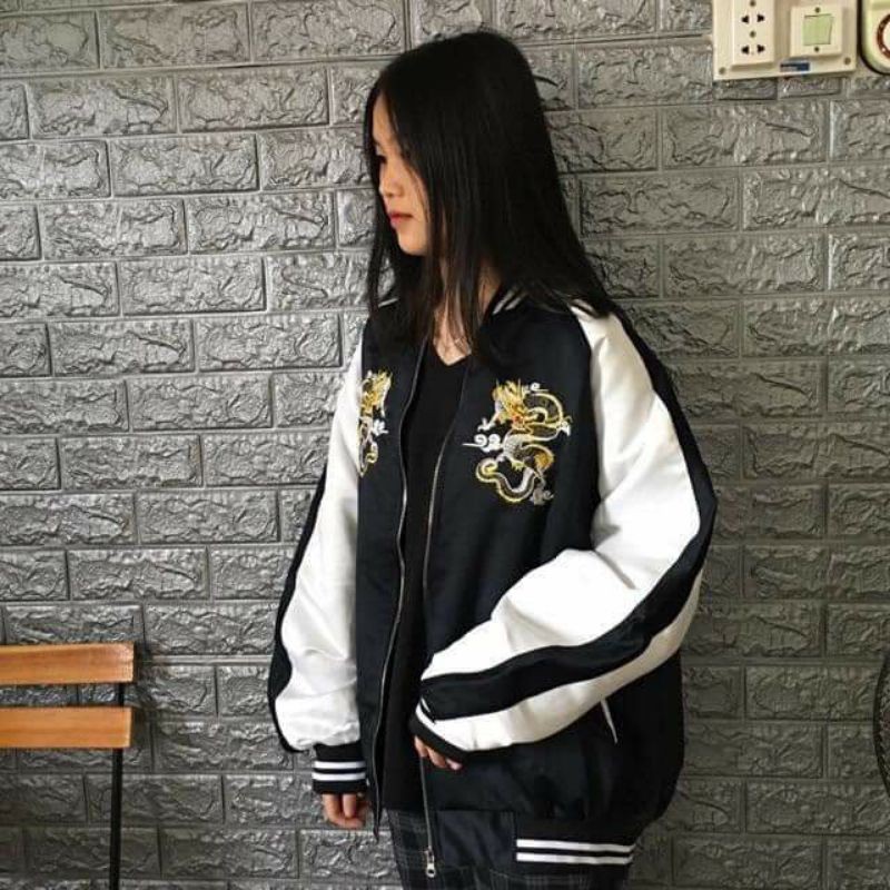 [SIÊU HOT Áo Khoác Bomber Dù Thêu Rồng Unisex ( Áo Khoác Dù Nữ Đẹp )