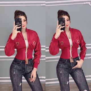 Áo khoác phi beo eo khoen lưng cao so hot