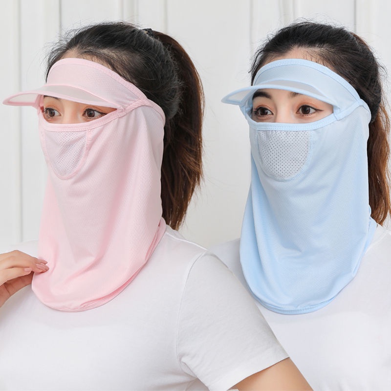 Mặt Nạ Chống Nắng Toàn Diện Bằng Lụa Mát Thoáng Khí Có Mũ Trùm Đầu