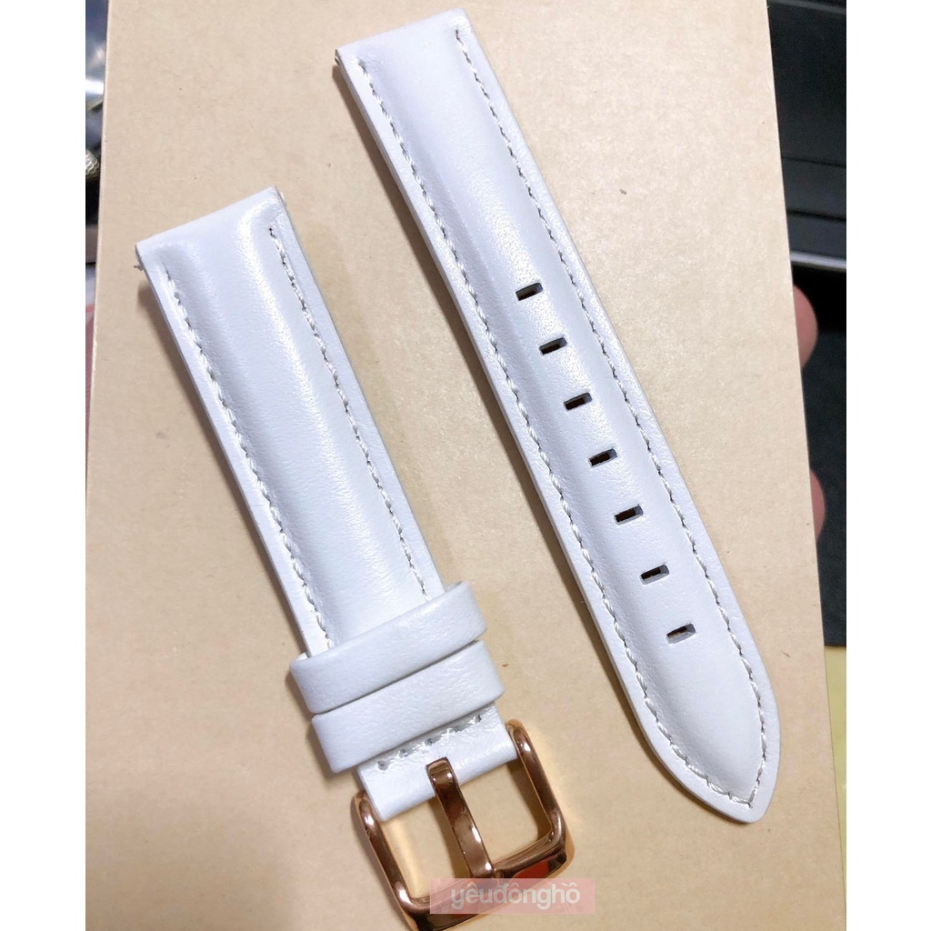 Dây da trơn màu trắng thay thế cho đồng hồ [Tặng kèm Hộp gỗ, tool thay dây, chốt lắp dây]