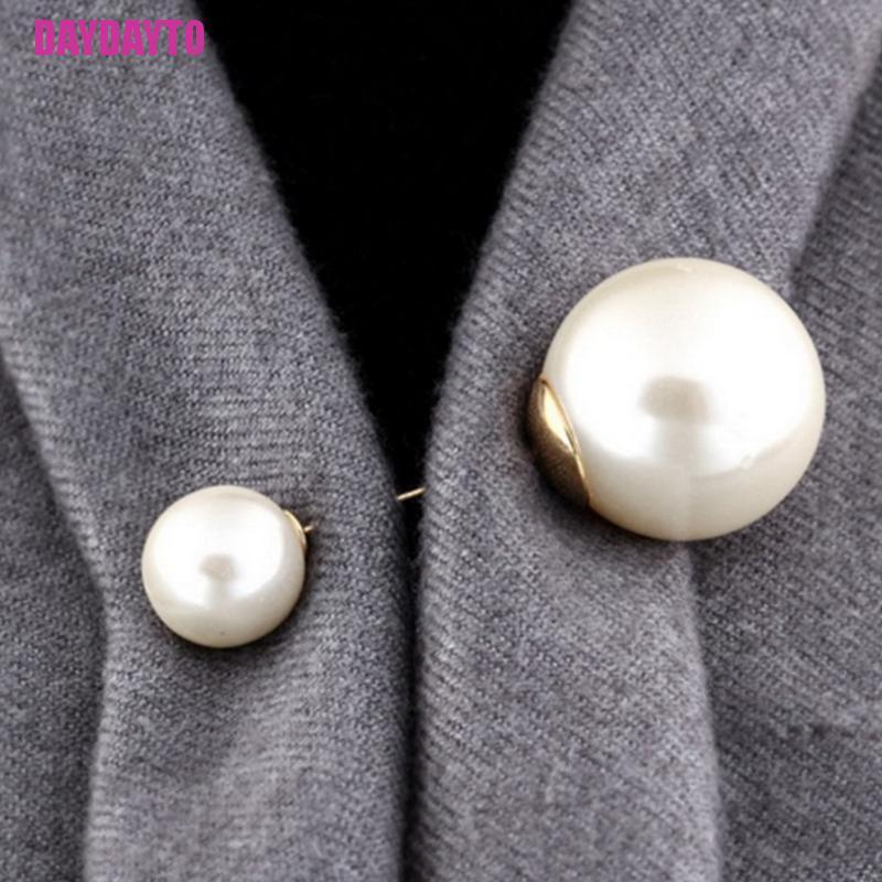1 Ghim Cài Áo / Khăn Choàng / Cardigan Hai Đầu Đính Ngọc Trai Cỡ Lớn