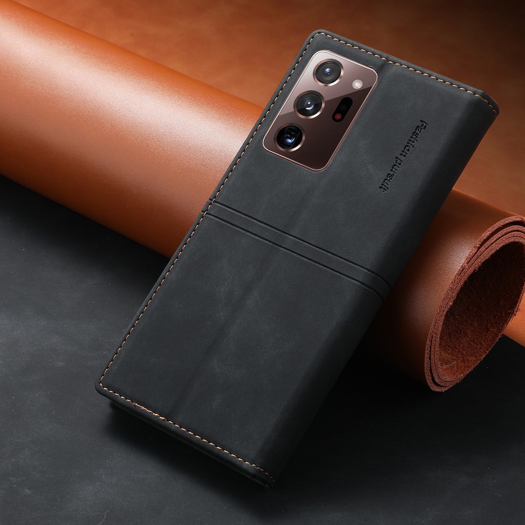 Sang Trọng Bao Da Điện Thoại Nắp Gập Từ Tính Phong Cách Retro Cho Samsung Galaxy Note20 S20 Ultra S20 Plus S20 + S20 Fe 5g Note10 Note10 + Ốp