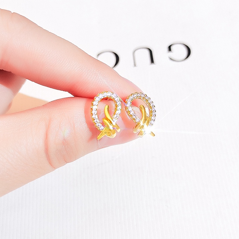 [Jiudolan] Khuyên Tai Dạng Kẹp Hình Giọt Nước Không Cần Khoan Lỗ Bằng Bạc Thanh Lịch Thời Trang Cho Nữ