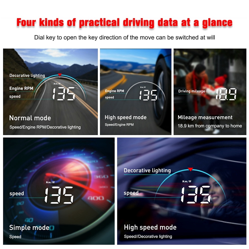 M8 Car HUD Head-up Display OBD2 II Overspeed Warning System Speed Projector