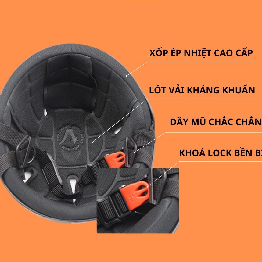 Mũ Bảo Hiểm Nửa Đầu TRƠN nhiêu màu dễ lựa chọn