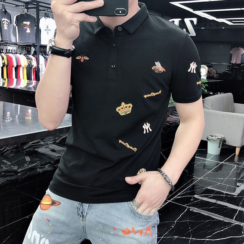 Áo polo Nam Tay Ngắn Có Cổ Họa Tiết Thêu Thời Trang