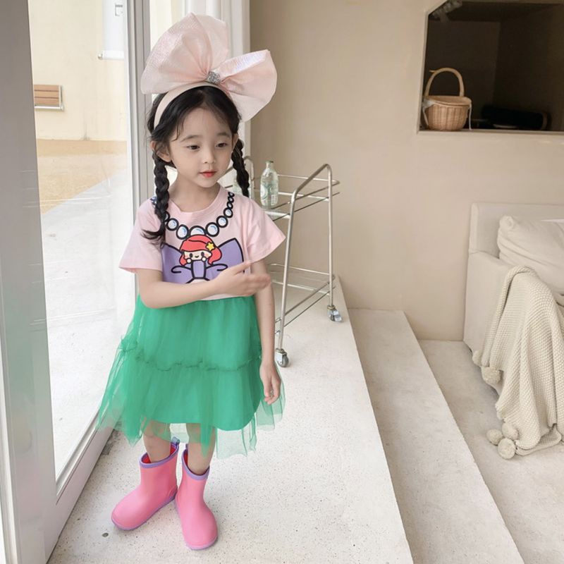 Đầm Công Chúa Chất Liệu Cotton Họa Tiết Hoạt Hình Thời Trang Mùa Hè Cho Bé Gái