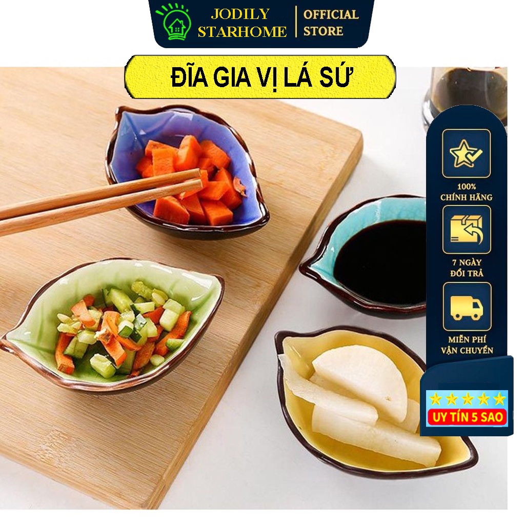 Đĩa Đựng Gia Vị Gốm Sứ Hình Chiếc Lá Men Hỏa Biến Jodily StarHome