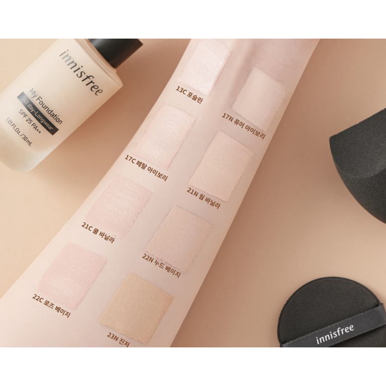Kem nền trang điểm lâu trôi innisfree My Foundation All day Longwear SPF25 PA++ 30 mL