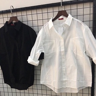 Áo sơ cotton nữ From rộng SM37