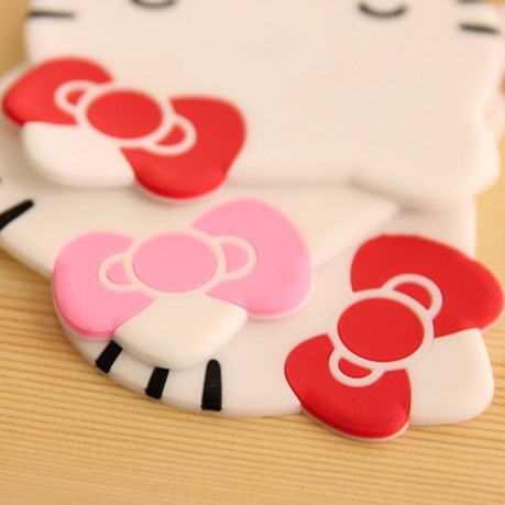 Tấm lót ly XIAODUOJIAJU hình mèo Hello Kitty dễ thương bằng silicon cách nhiệt chống bỏng chống trượt