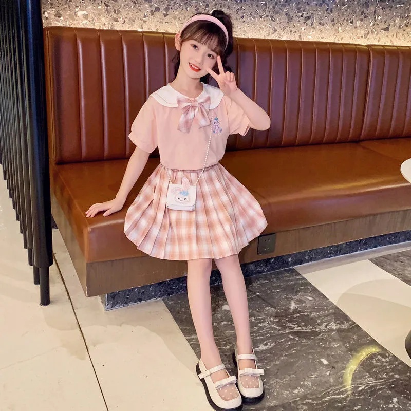 Set 2 Món Áo Phối Chân Váy Kiểu Hàn Quốc Thời Trang Cao Cấp Cho Bé Gái Từ 3-4 - 5-6 - 7-8 - 9-10 - 11-12 Tuổi
