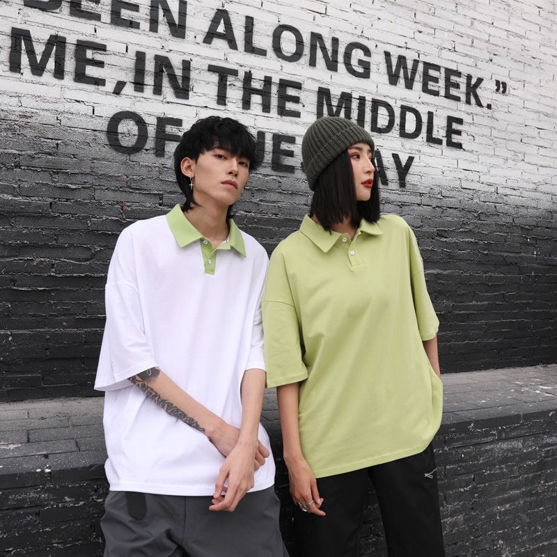 Áo polo nam nữ cặp đôi đẹp form rộng unisex basic cổ bẻ tay lỡ hàng Quảng Châu ANDOSA PL03