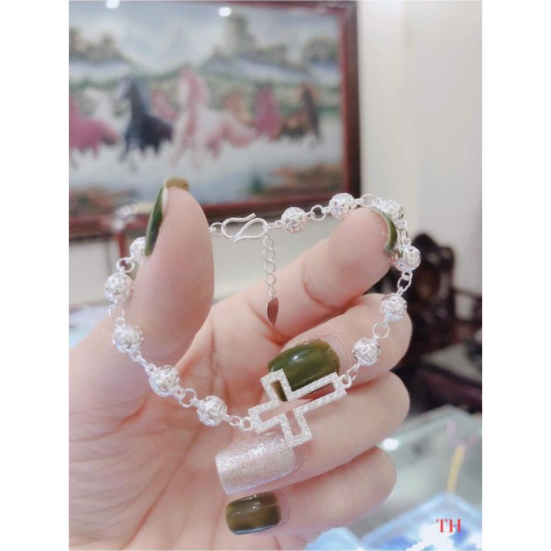 Lắc tay nữ bạc thật quả cầu kim tiền mặt thánh giá chiêu tài hút lộc nhiều may mắn - Kho sỉ bạc Nhất Linh