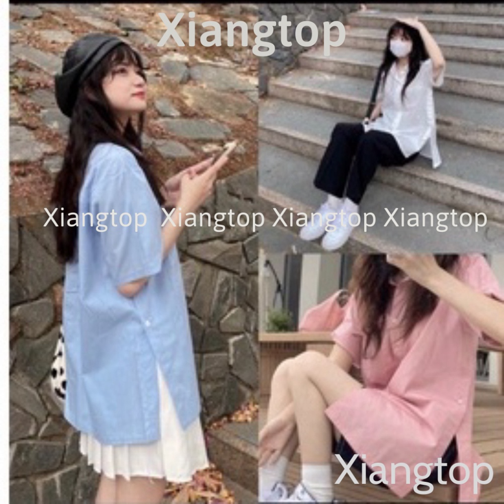 Áo kiểu nữ , Áo sơ mi xẻ cúc bên cách điệu phong cách Hàn Quốc A2444 Xiangtop