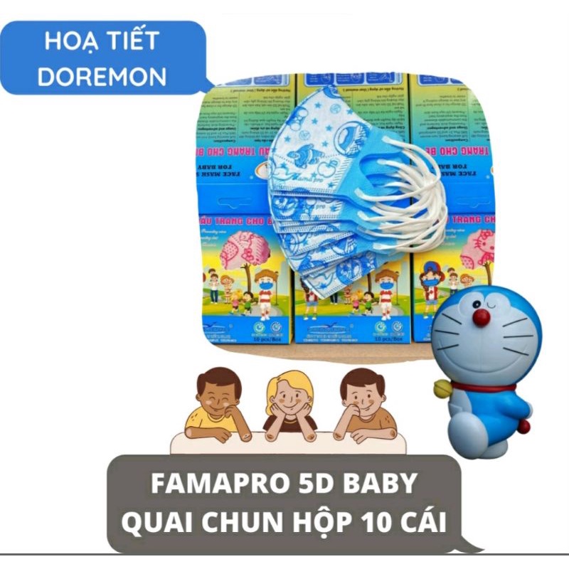 Khẩu Trang Trẻ Em từ 2 đến 4 tuổi - Khuẩn Trang 5D Cho Bé, Chống Bụi Mịn, Kháng Khuẩn - Hộp 10 Cái Hoa Văn