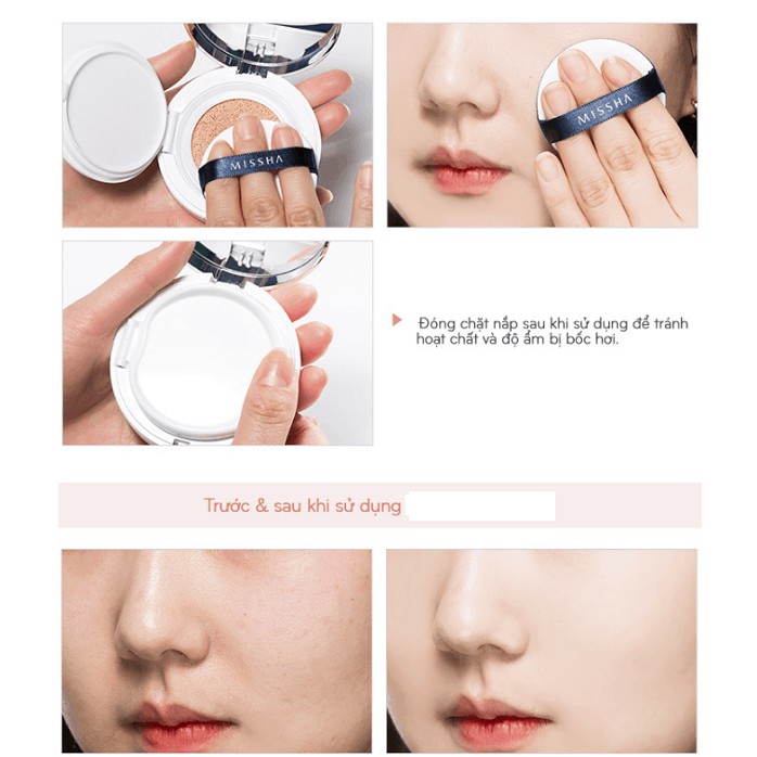 Phấn Nước MISSHA MOIST UP Dưỡng Ẩm Giúp Da Bóng Khỏe Missha Magic Cushion SPF50+ PA+++ 15g ( trắng)