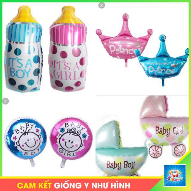 Bóng Nhôm Bình Sữa, Xe Nôi, Vương Miện, Baby Tròn #TrangTriSinhNhat