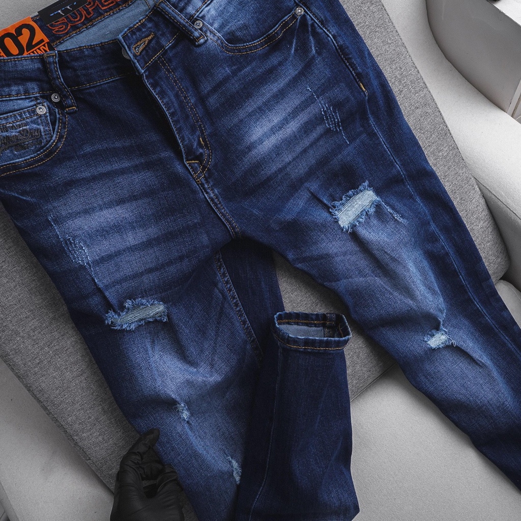 Quần jean nam VNXK Super Dry, form skinny, vải cao cấp không phai, quần dáng côn co giãn nhẹ Q120802 | BigBuy360 - bigbuy360.vn