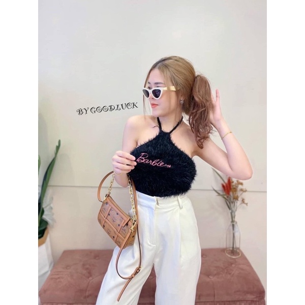 set len lông thêu barbie : gồm choàng  &amp; yếm