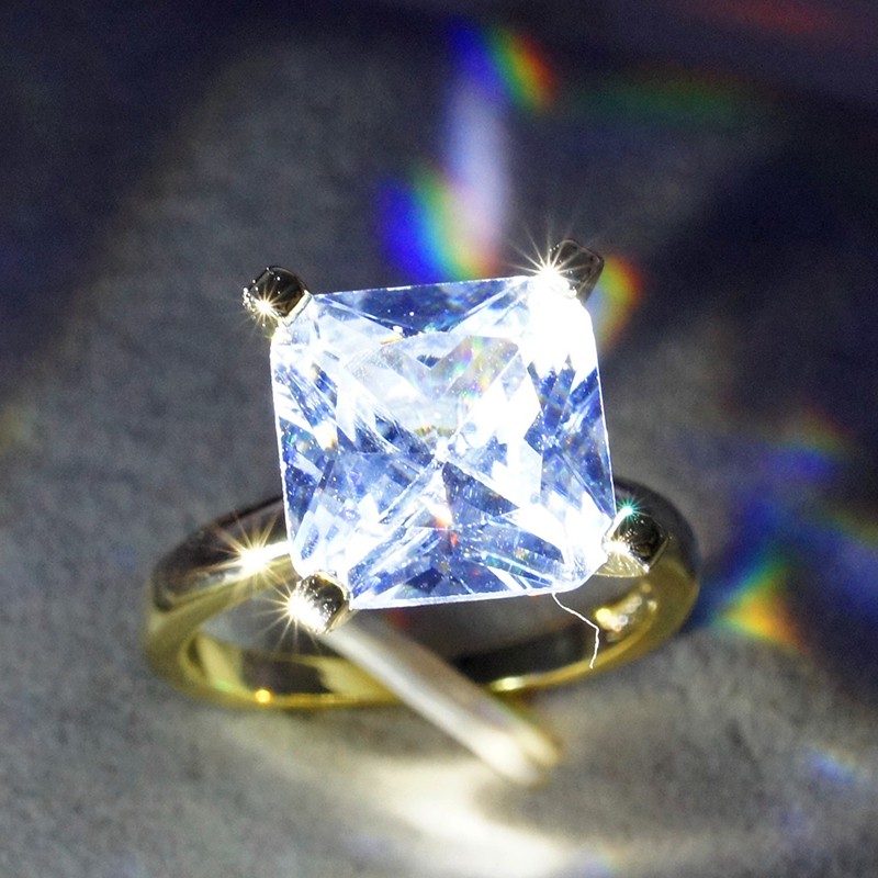 Nhẫn vàng 18K phối bạc Sterling 925 đính đá kim cương mosiac cho nữ R1148