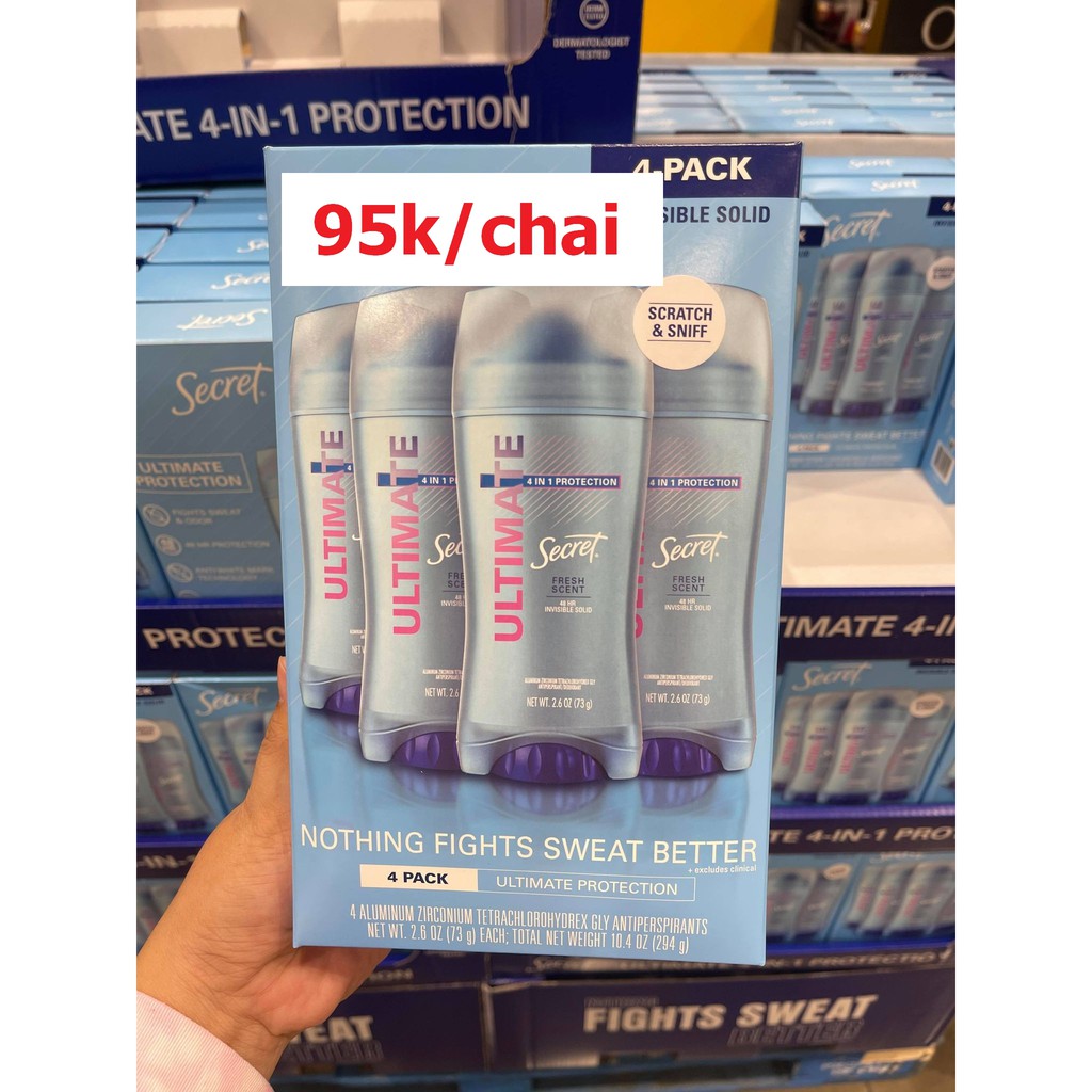 Lăn khử mùi Secret Invisible Solid Ultimate dạng sáp 73g 4 in 1