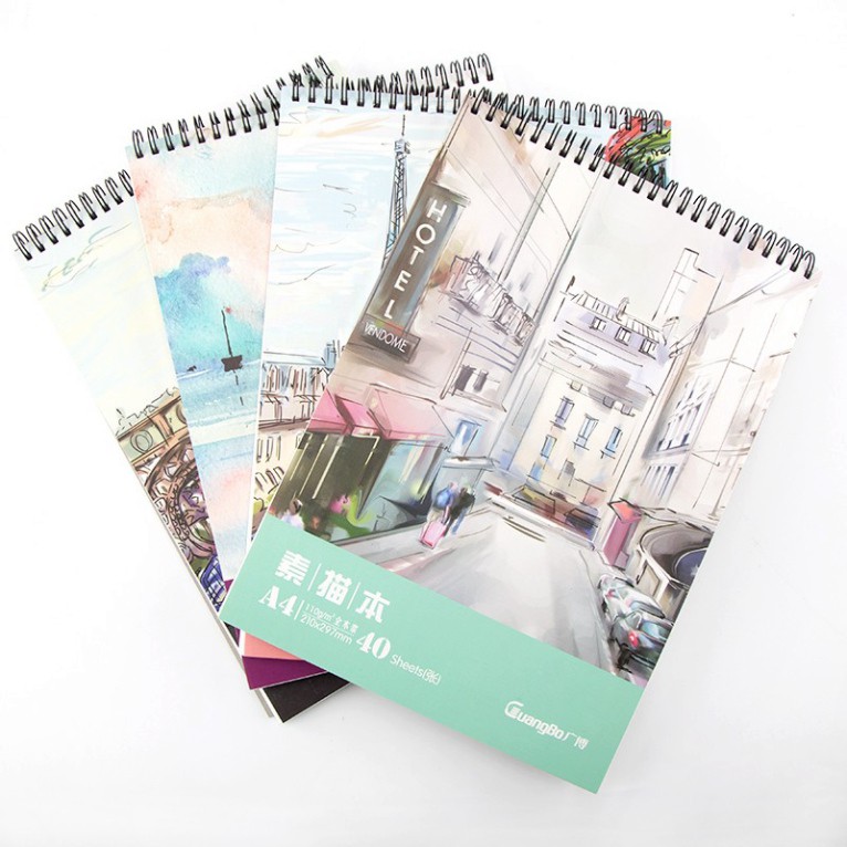 Vở vẽ sketchbook lò xo A4/80tr Guangbo BX0809