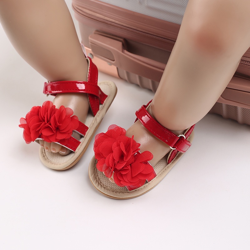 Giày Sandal Đế Cao Su Mềm Chống Trượt Mùa Hè Có Hoa Cho Bé Trai Và Bé Gái Sơ Sinh Tập Đi Mới