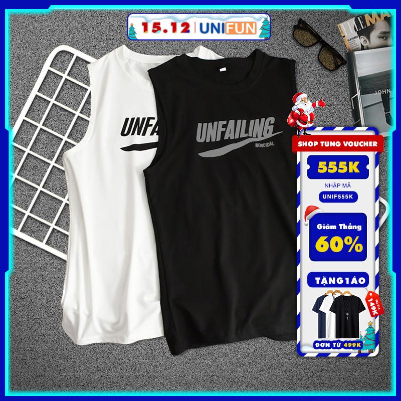 Áo ba lỗ nam đẹp UNIFUN mã KC-Q thể thao Tank top kiểu lót form rộng nách tập gym, bóng rổ chất lưới co giãn hè