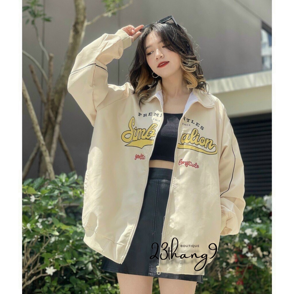 Áo khoác bóng chày áo khoác dù nam nữ 2 lớp form rộng dáng Unisex jacket phong cách hàn quốc đi chơi chống nắng 23thang9
