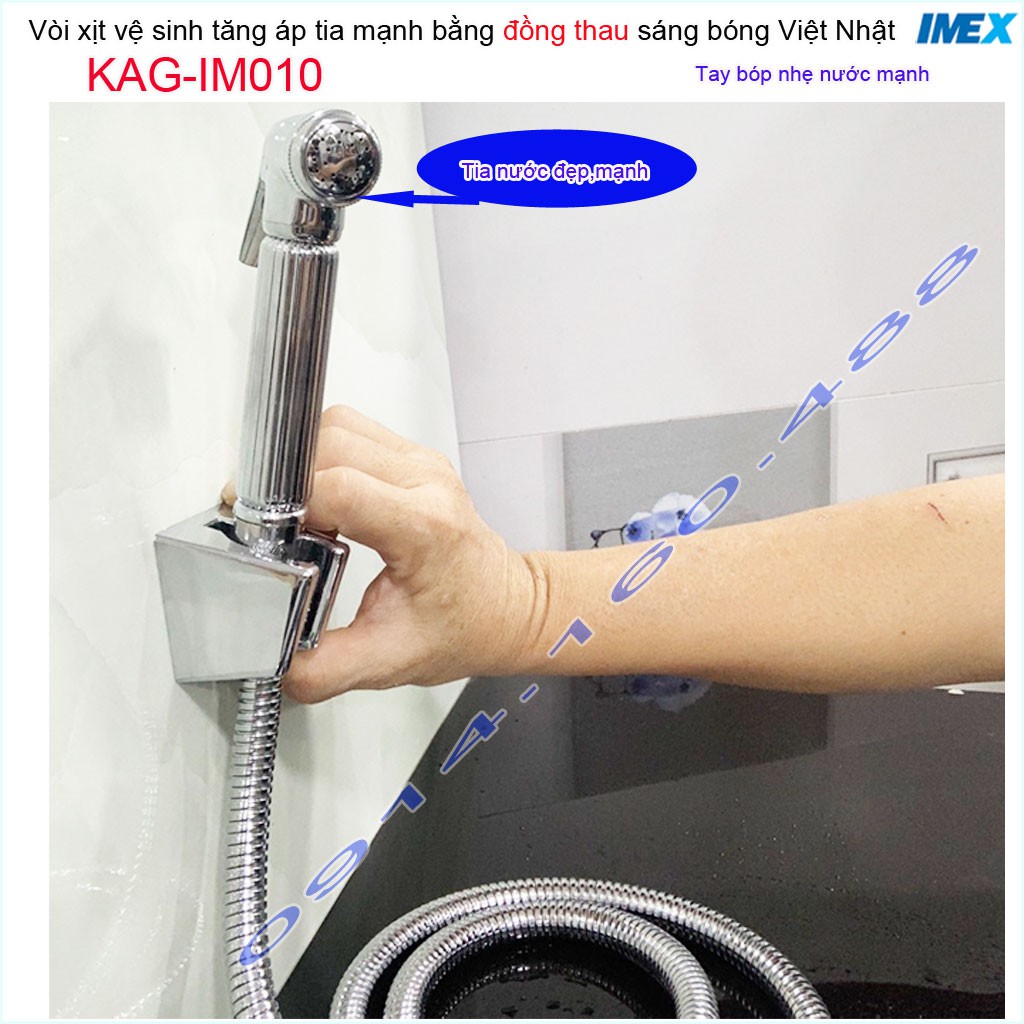 Vòi xịt vệ sinh IM Việt Nhật KAG-IM010 Chrome, Vòi rửa nhà tắm bằng đồng chuyên dùng cho resort xịt mạnh sử dụng tốt