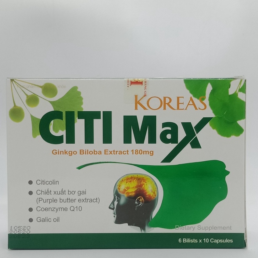 Koreas Citi Max - Hỗ trợ tăng cường tuần hoàn não, suy nhược thần kinh (60 viên)