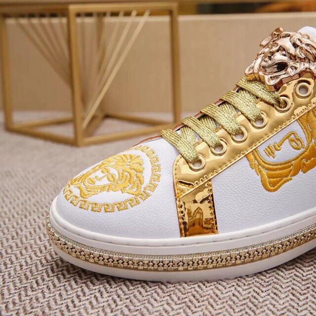Siêu phẩm giày nam khoá đế in vesar dây nhũ vàng gót vàng siêu sang trọng | BigBuy360 - bigbuy360.vn