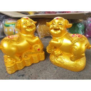Heo đất tiết kiệm cặp tài lộc (thạch cao)2 con d16*r11cm*c 22cm