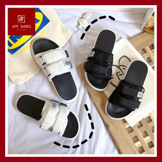 Dép nam nữ unisex cặp đôi quai ngang 2 màu đen/trắng đơn giản ulzzang cá tính thời trang đế bằng đi mưa rửa nước mới hot