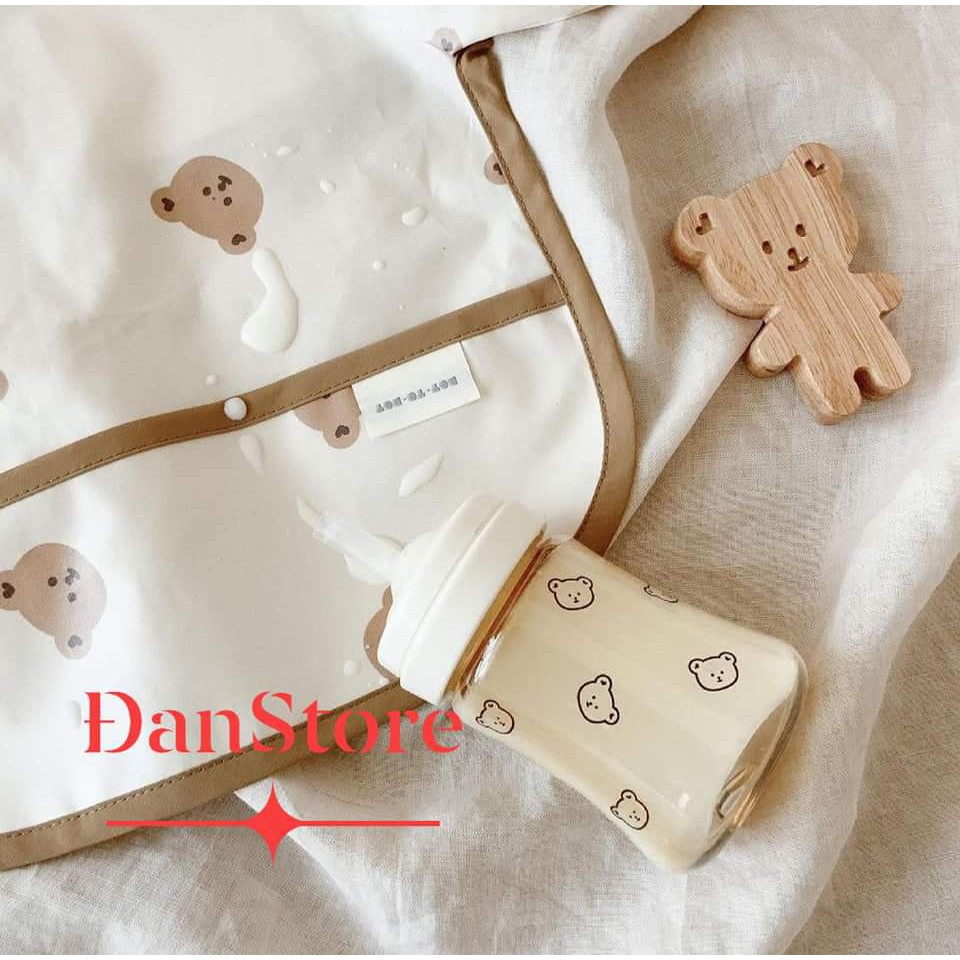 Bình sữa nhựa PPSU Hàn Quốc cho bé, Bình sữa hoạt tiết gấu bear size 200ml 300ml tùy chọn size núm tại HN, HCM