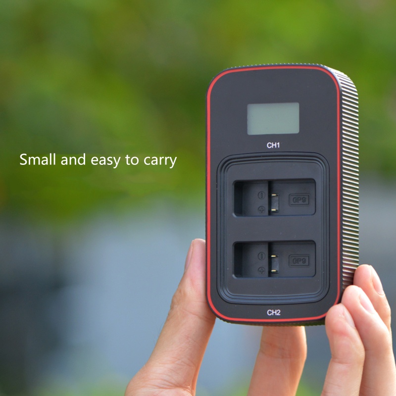 Bộ Sạc Hai Đầu Hiển Thị LCD Có Cáp Sạc Cho Hero 9 Màu Đen