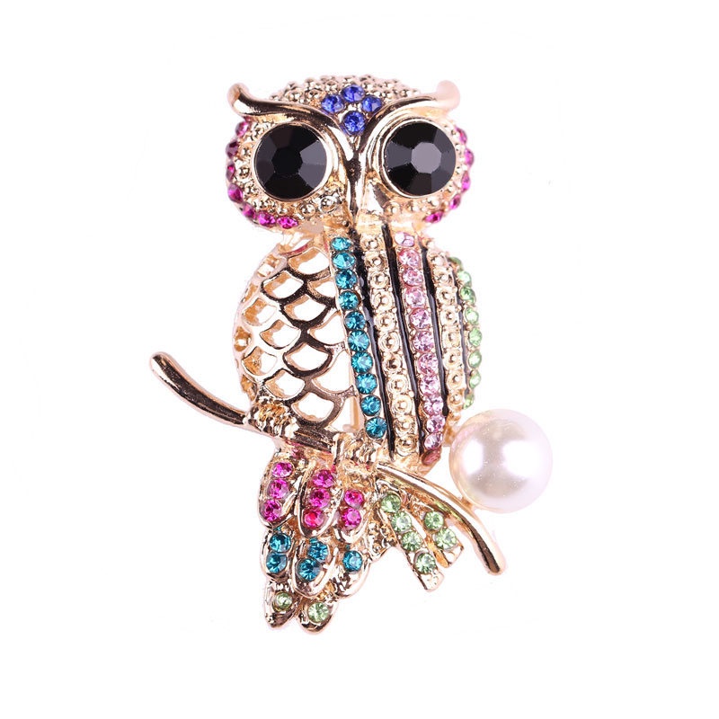 Ghim Cài Áo Hình Cú Mèo Đính Đá Thời Trang