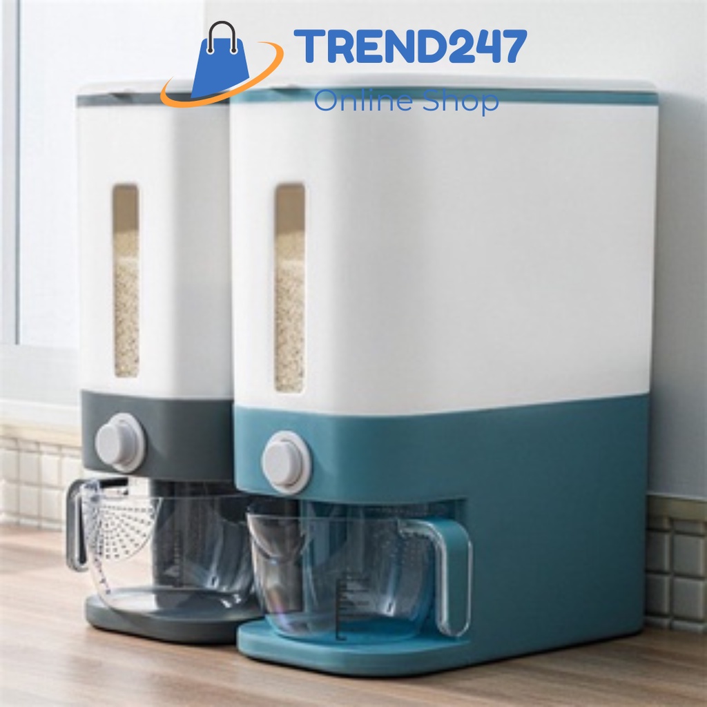 Thùng Đựng Gạo Thông Minh Hàng Cao Cấp Công Nghệ Nhật Bản Dung Tích 12kg- Thùng Đựng Gạo 12KG 3 Trong 1 Kèm Cốc Vo Gạo