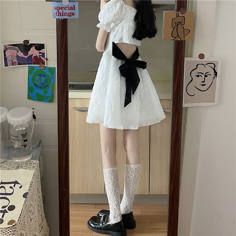 [MURIOKI] Đầm Babydoll Trắng Tay Phồng Không Viền Cho Bé Gái