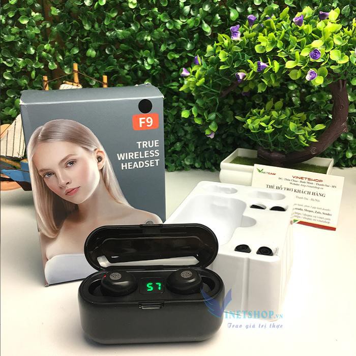 Tai Nghe bluetooth Amoi F9 Nhập Khẩu Quốc Tế dock sạc 2000 mAh kiêm sạc dự phòng chống nước chống ồn chống bụi